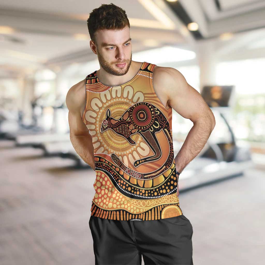 Indigenous Kangaroo Australia Men Tank Top Australian Aboriginal Art Proud