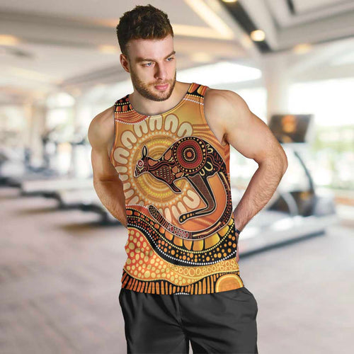 Indigenous Kangaroo Australia Men Tank Top Australian Aboriginal Art Proud