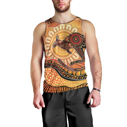 Indigenous Kangaroo Australia Men Tank Top Australian Aboriginal Art Proud