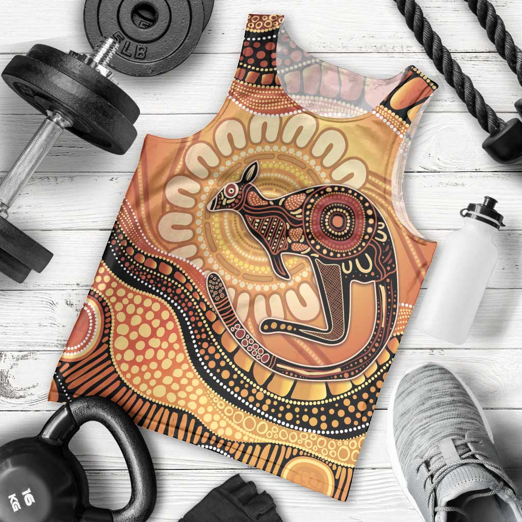 Indigenous Kangaroo Australia Men Tank Top Australian Aboriginal Art Proud