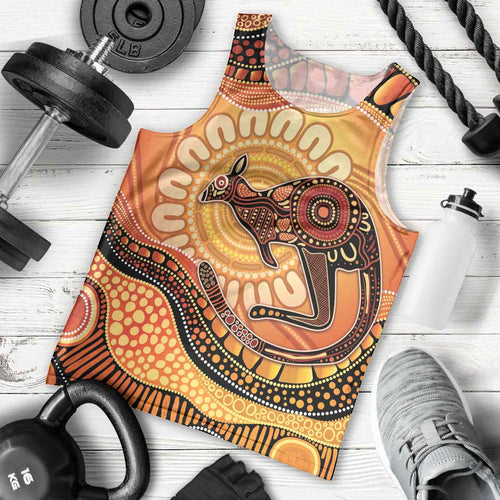 Indigenous Kangaroo Australia Men Tank Top Australian Aboriginal Art Proud