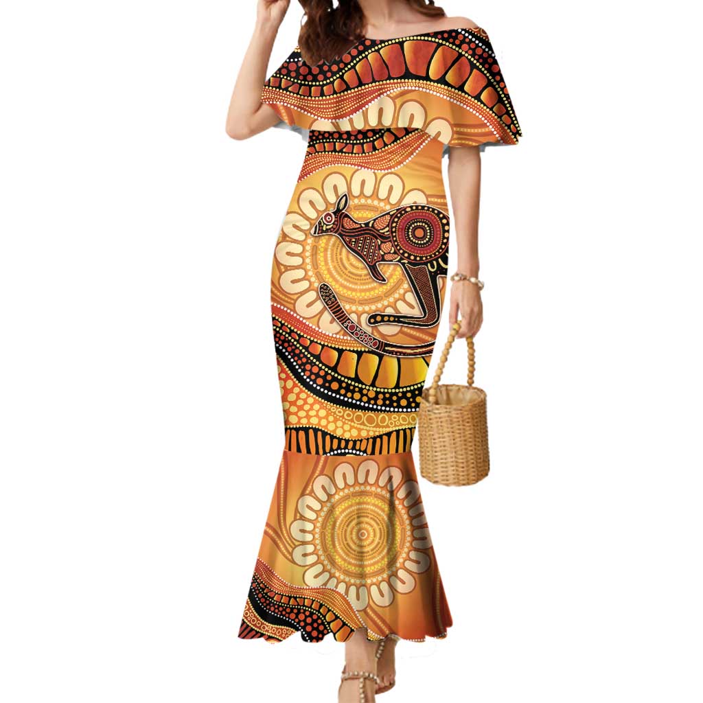 Indigenous Kangaroo Australia Mermaid Dress Australian Aboriginal Art Proud