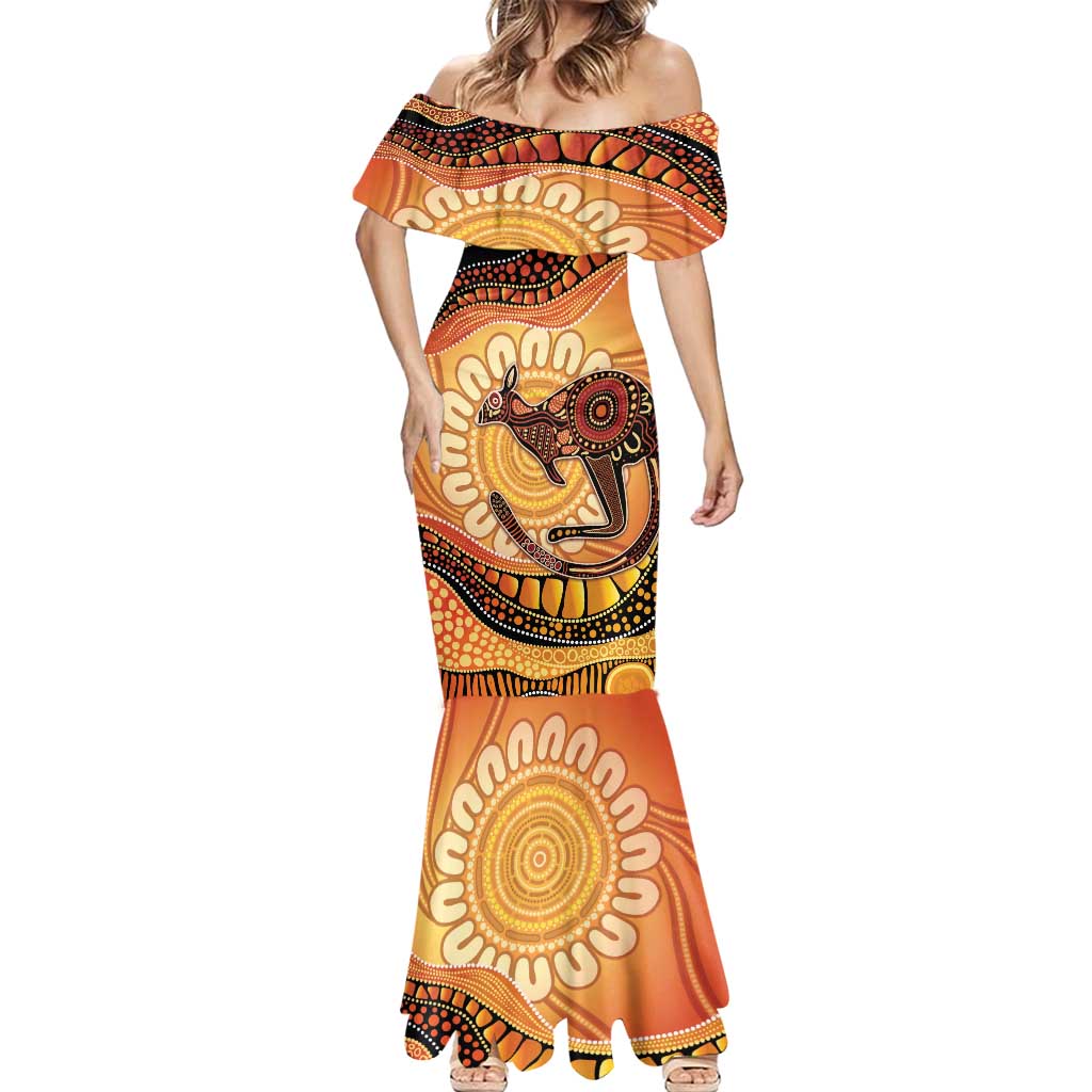 Indigenous Kangaroo Australia Mermaid Dress Australian Aboriginal Art Proud
