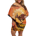 Indigenous Kangaroo Australia Off Shoulder Short Dress Australian Aboriginal Art Proud