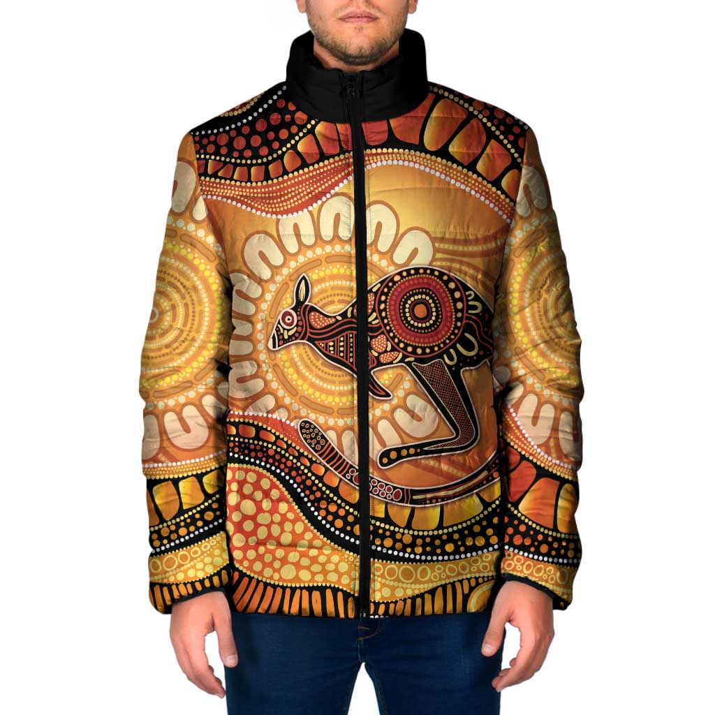 Indigenous Kangaroo Australia Padded Jacket Australian Aboriginal Art Proud