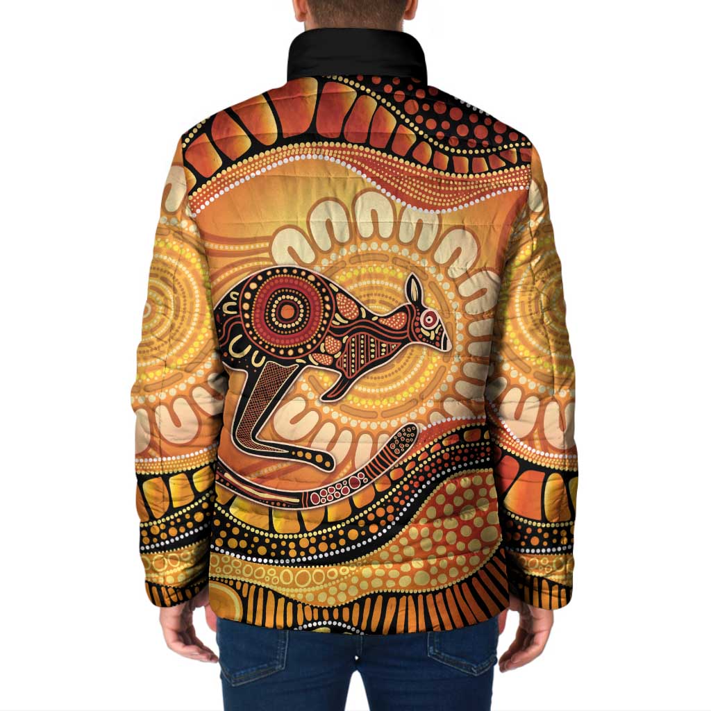 Indigenous Kangaroo Australia Padded Jacket Australian Aboriginal Art Proud