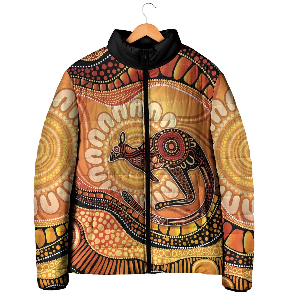 Indigenous Kangaroo Australia Padded Jacket Australian Aboriginal Art Proud