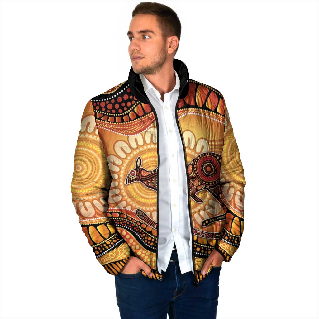 Indigenous Kangaroo Australia Padded Jacket Australian Aboriginal Art Proud