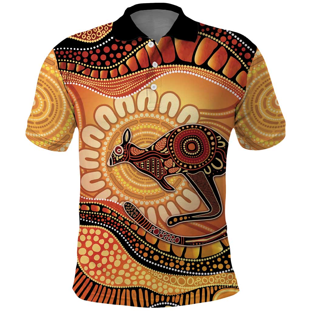Indigenous Kangaroo Australia Polo Shirt Australian Aboriginal Art Proud