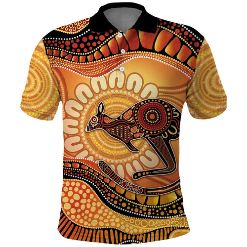 Indigenous Kangaroo Australia Polo Shirt Australian Aboriginal Art Proud