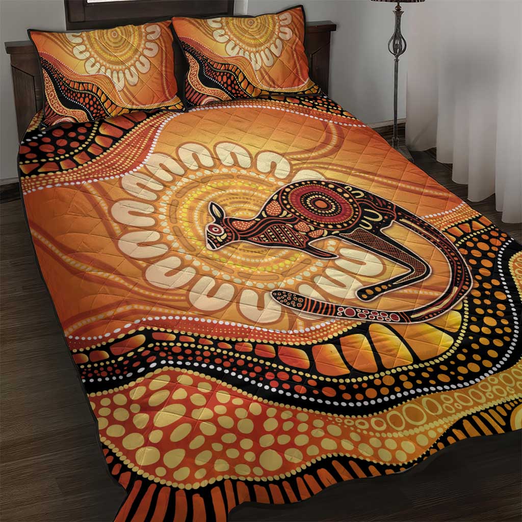 Indigenous Kangaroo Australia Quilt Bed Set Australian Aboriginal Art Proud