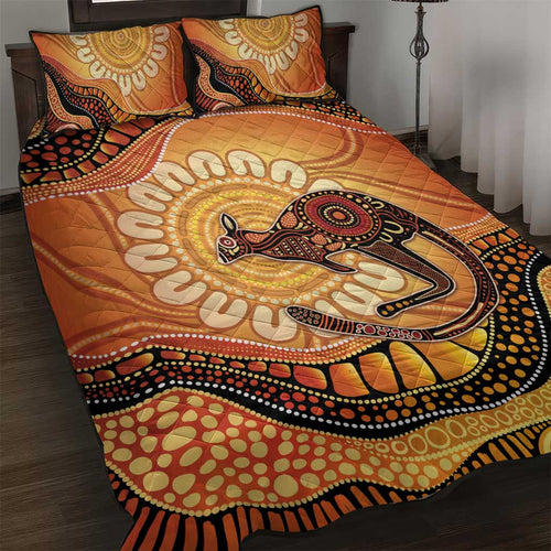 Indigenous Kangaroo Australia Quilt Bed Set Australian Aboriginal Art Proud
