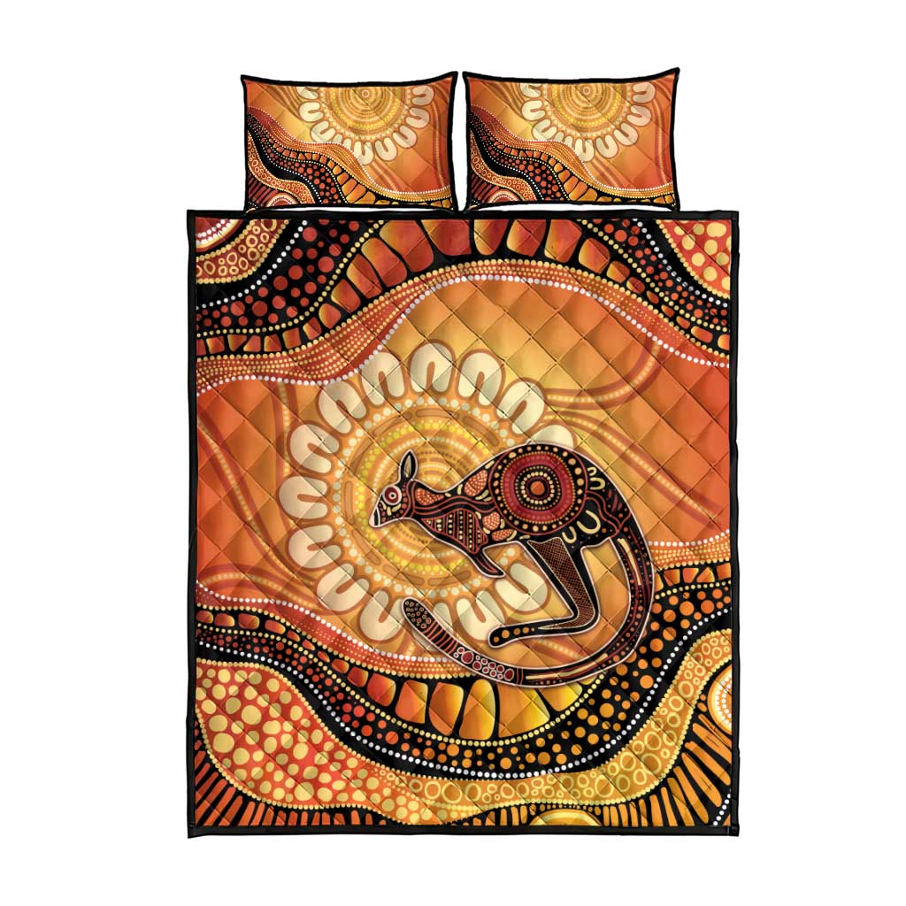 Indigenous Kangaroo Australia Quilt Bed Set Australian Aboriginal Art Proud