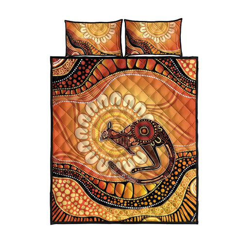 Indigenous Kangaroo Australia Quilt Bed Set Australian Aboriginal Art Proud