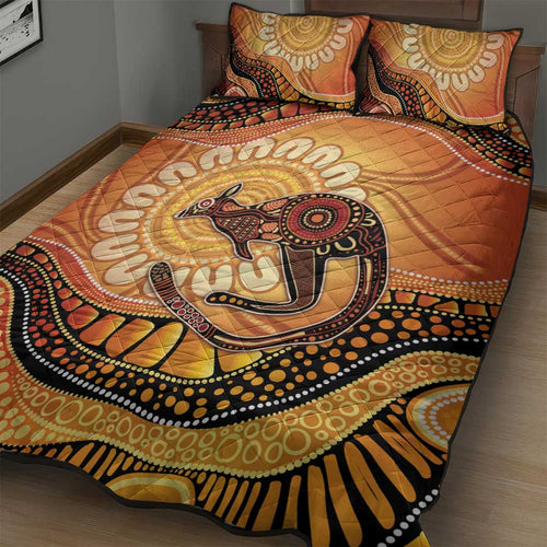 Indigenous Kangaroo Australia Quilt Bed Set Australian Aboriginal Art Proud