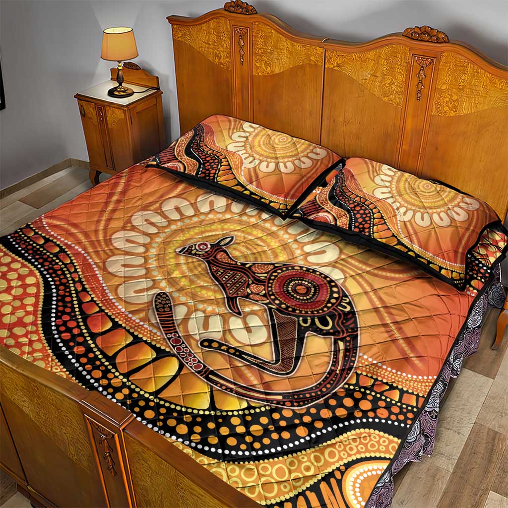 Indigenous Kangaroo Australia Quilt Bed Set Australian Aboriginal Art Proud