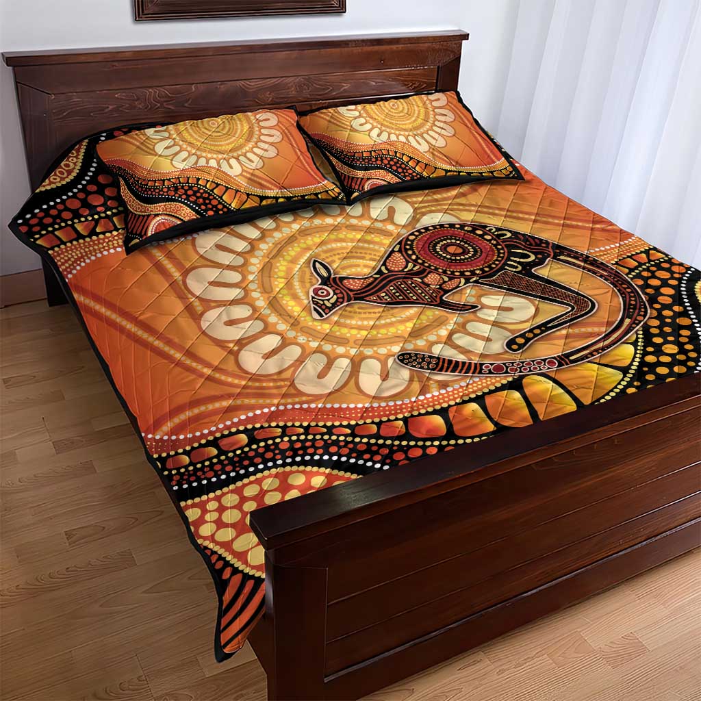 Indigenous Kangaroo Australia Quilt Bed Set Australian Aboriginal Art Proud