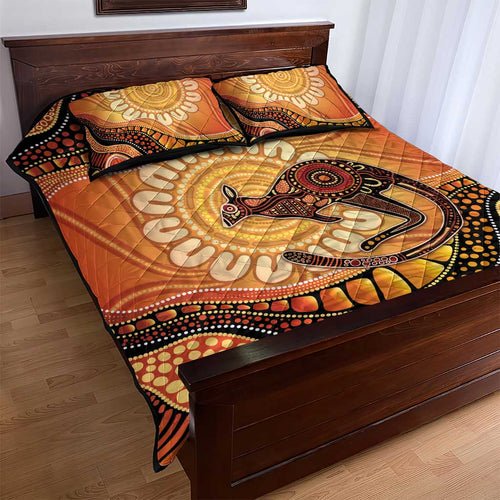 Indigenous Kangaroo Australia Quilt Bed Set Australian Aboriginal Art Proud