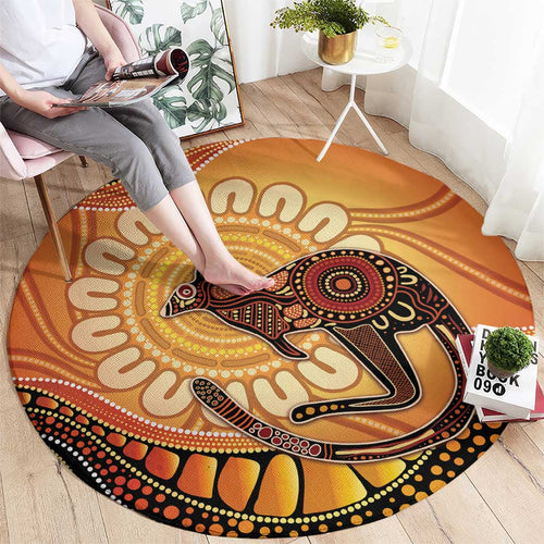 Indigenous Kangaroo Australia Round Carpet Australian Aboriginal Art Proud