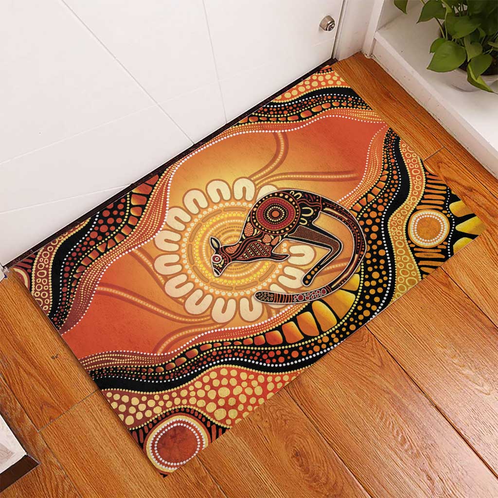 Indigenous Kangaroo Australia Rubber Doormat Australian Aboriginal Art Proud