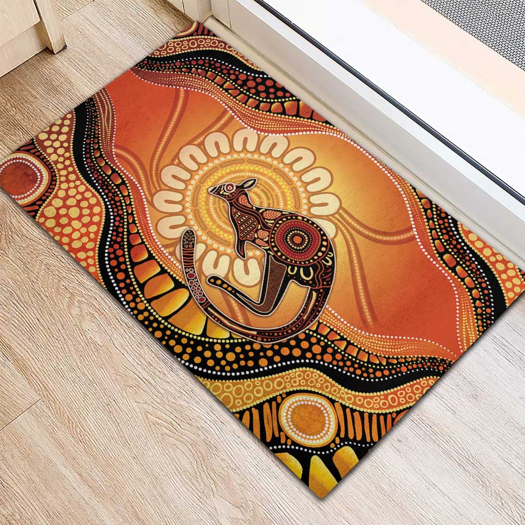 Indigenous Kangaroo Australia Rubber Doormat Australian Aboriginal Art Proud