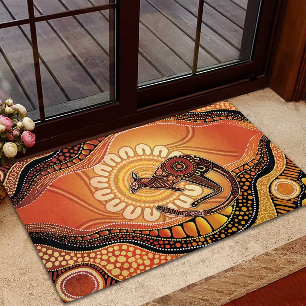 Indigenous Kangaroo Australia Rubber Doormat Australian Aboriginal Art Proud