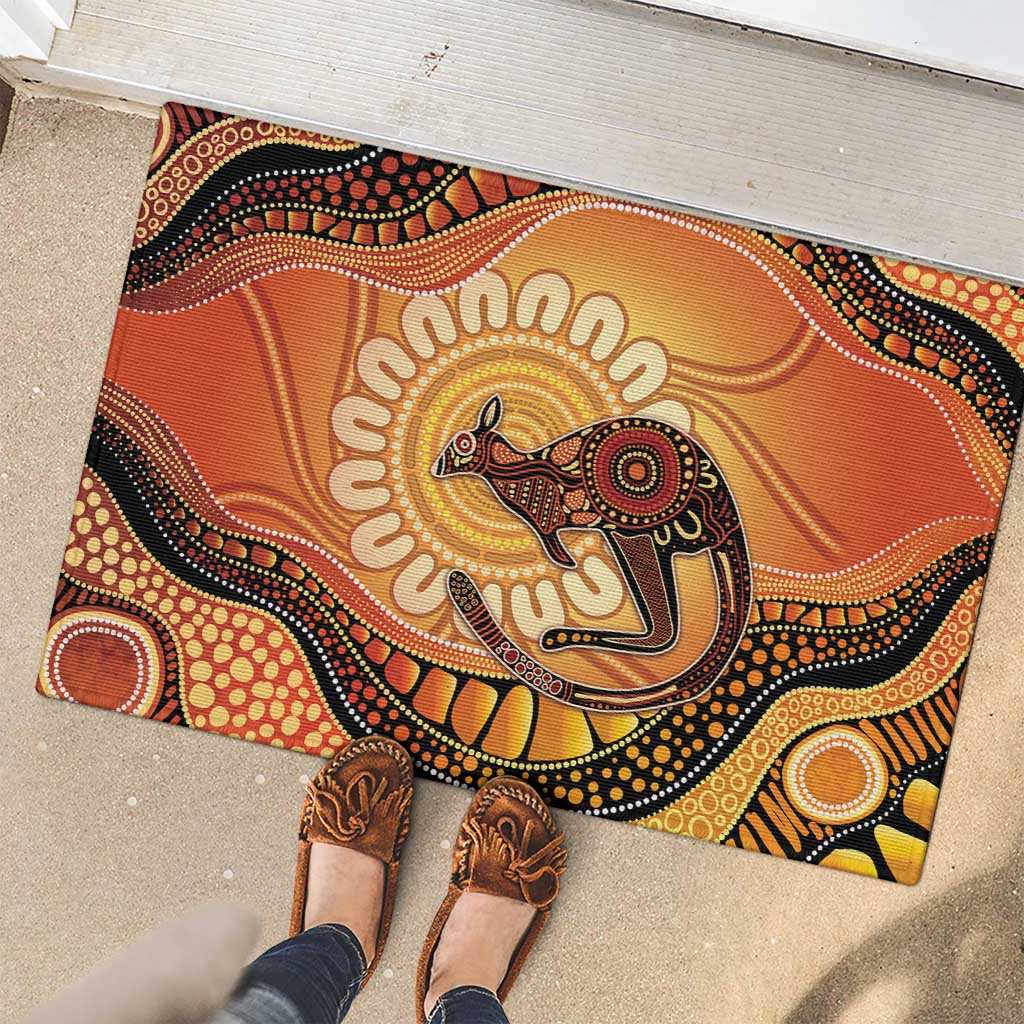 Indigenous Kangaroo Australia Rubber Doormat Australian Aboriginal Art Proud