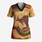 Indigenous Kangaroo Australia Scrub Top Australian Aboriginal Art Proud