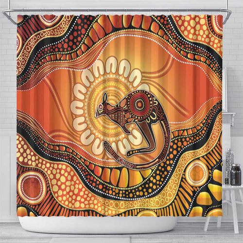 Indigenous Kangaroo Australia Shower Curtain Australian Aboriginal Art Proud