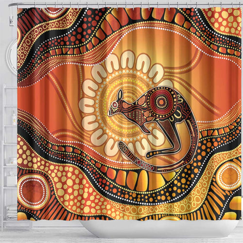 Indigenous Kangaroo Australia Shower Curtain Australian Aboriginal Art Proud