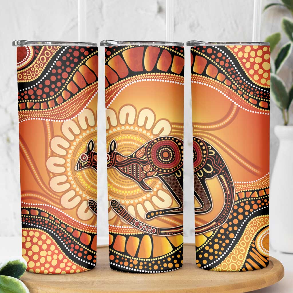 Indigenous Kangaroo Australia Skinny Tumbler Australian Aboriginal Art Proud
