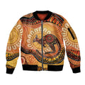 Indigenous Kangaroo Australia Sleeve Zip Bomber Jacket Australian Aboriginal Art Proud
