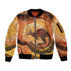Indigenous Kangaroo Australia Sleeve Zip Bomber Jacket Australian Aboriginal Art Proud