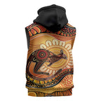 Indigenous Kangaroo Australia Sleeveless Hoodie Australian Aboriginal Art Proud
