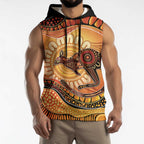 Indigenous Kangaroo Australia Sleeveless Hoodie Australian Aboriginal Art Proud