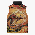 Indigenous Kangaroo Australia Sleeveless Puffer Jacket Australian Aboriginal Art Proud
