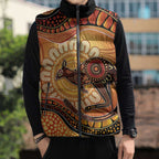 Indigenous Kangaroo Australia Sleeveless Puffer Jacket Australian Aboriginal Art Proud