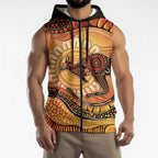 Indigenous Kangaroo Australia Sleeveless Zip Hoodie Australian Aboriginal Art Proud