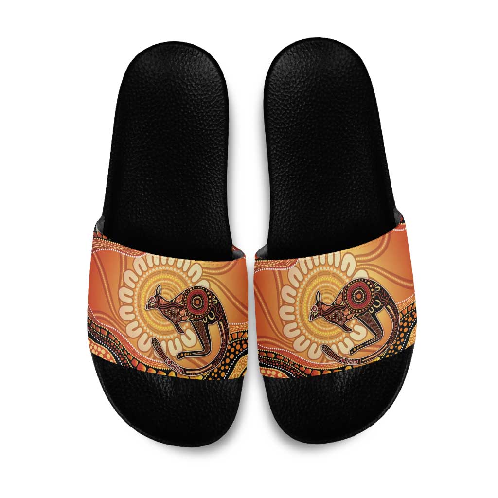Indigenous Kangaroo Australia Slide Sandals Australian Aboriginal Art Proud