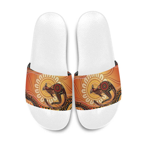Indigenous Kangaroo Australia Slide Sandals Australian Aboriginal Art Proud