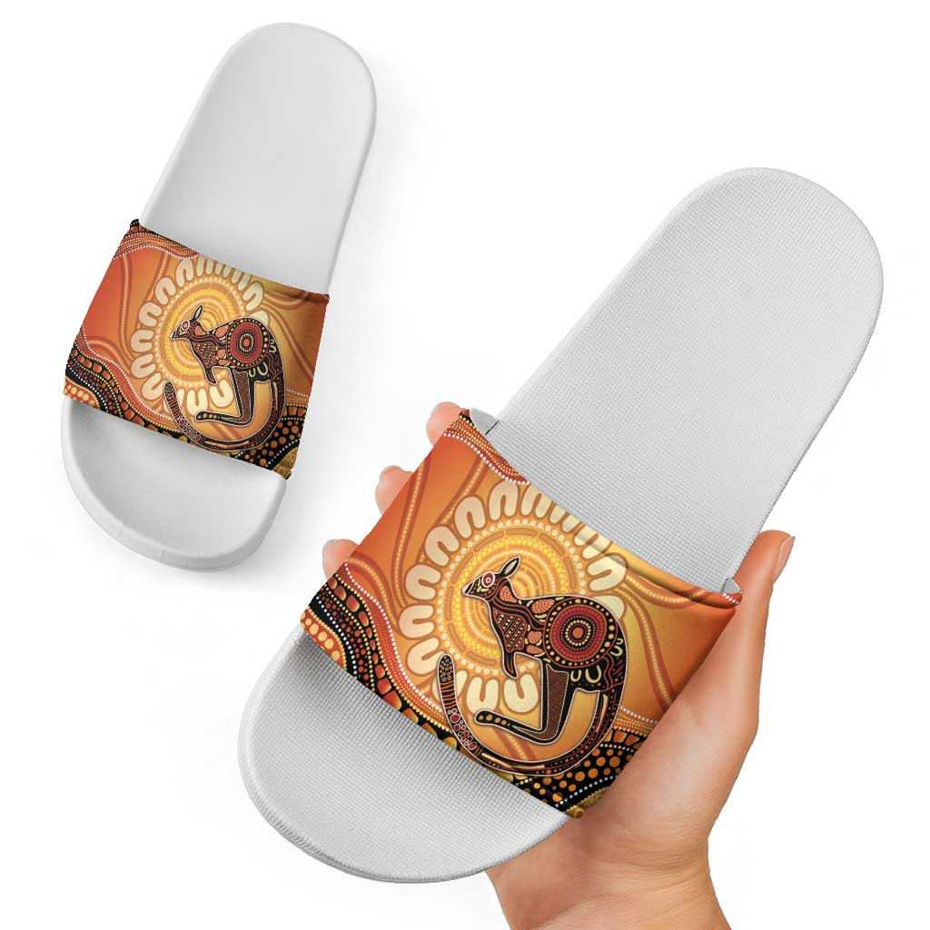 Indigenous Kangaroo Australia Slide Sandals Australian Aboriginal Art Proud
