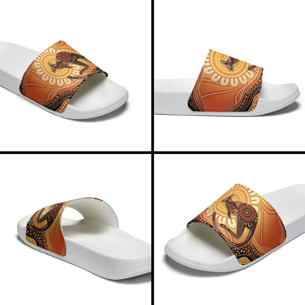 Indigenous Kangaroo Australia Slide Sandals Australian Aboriginal Art Proud