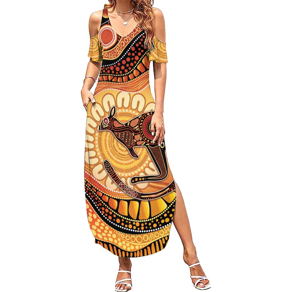Indigenous Kangaroo Australia Summer Maxi Dress Australian Aboriginal Art Proud