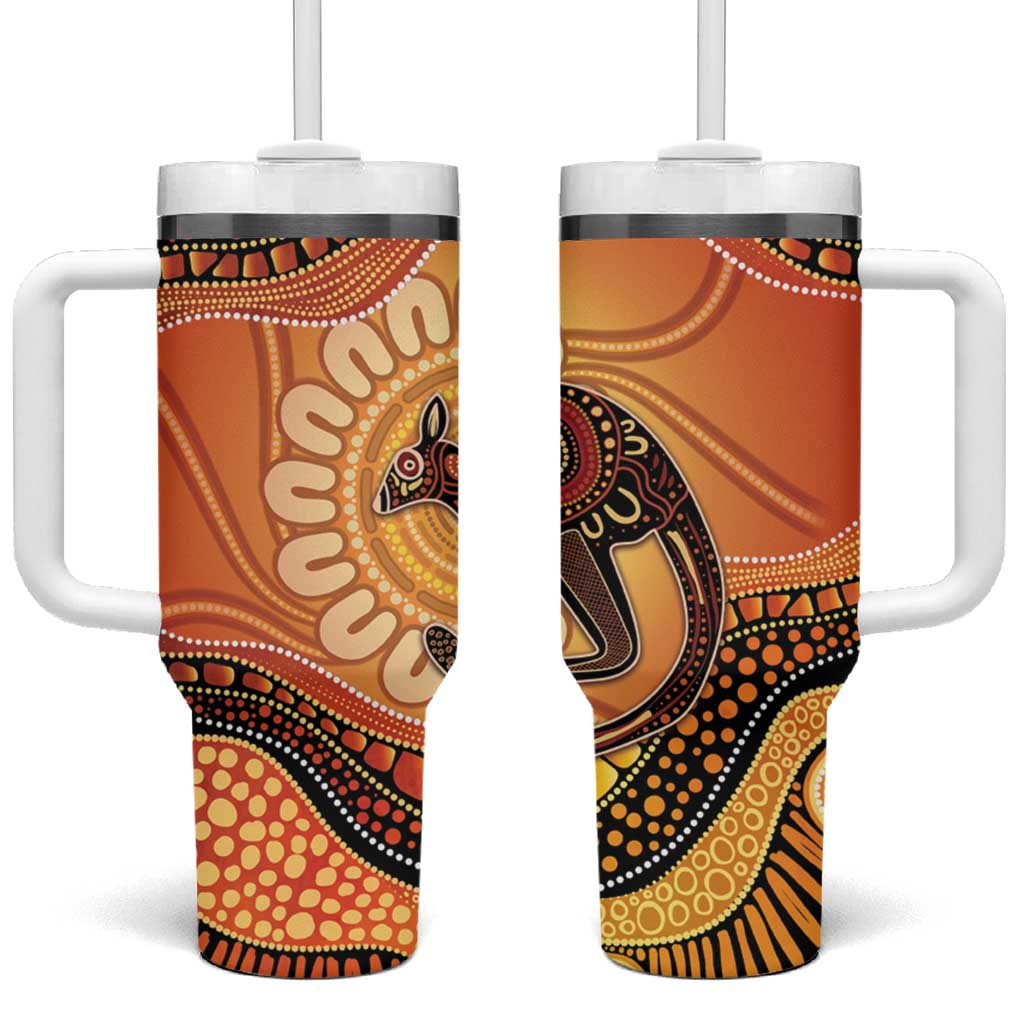 Indigenous Kangaroo Australia Tumbler With Handle Australian Aboriginal Art Proud