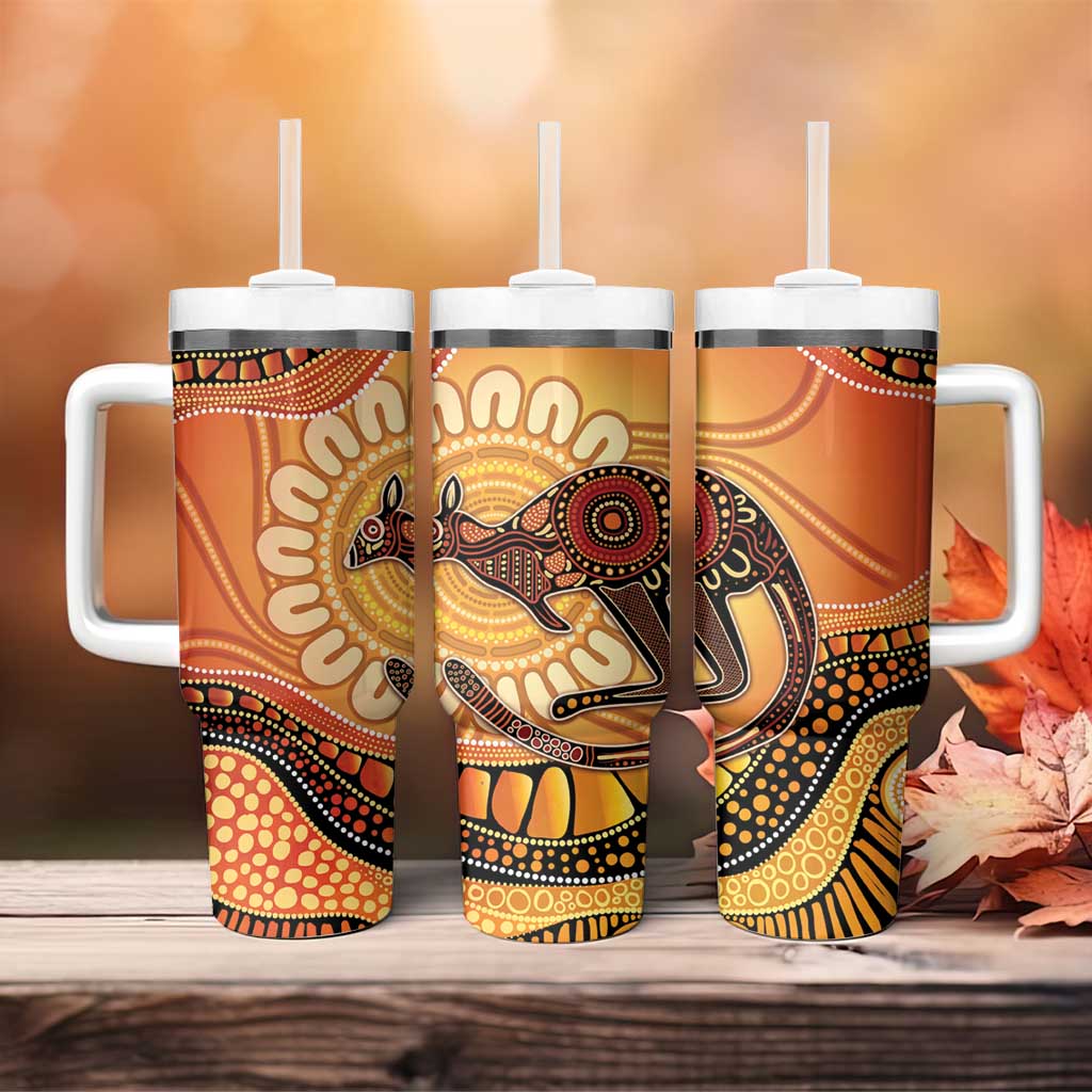 Indigenous Kangaroo Australia Tumbler With Handle Australian Aboriginal Art Proud