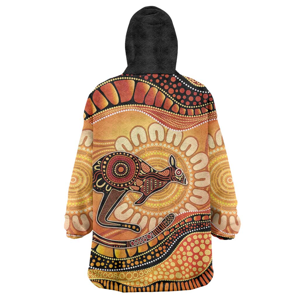 Indigenous Kangaroo Australia Wearable Blanket Hoodie Australian Aboriginal Art Proud