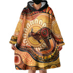 Indigenous Kangaroo Australia Wearable Blanket Hoodie Australian Aboriginal Art Proud