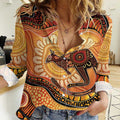 Indigenous Kangaroo Australia Women Casual Shirt Australian Aboriginal Art Proud