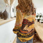 Indigenous Kangaroo Australia Women Casual Shirt Australian Aboriginal Art Proud