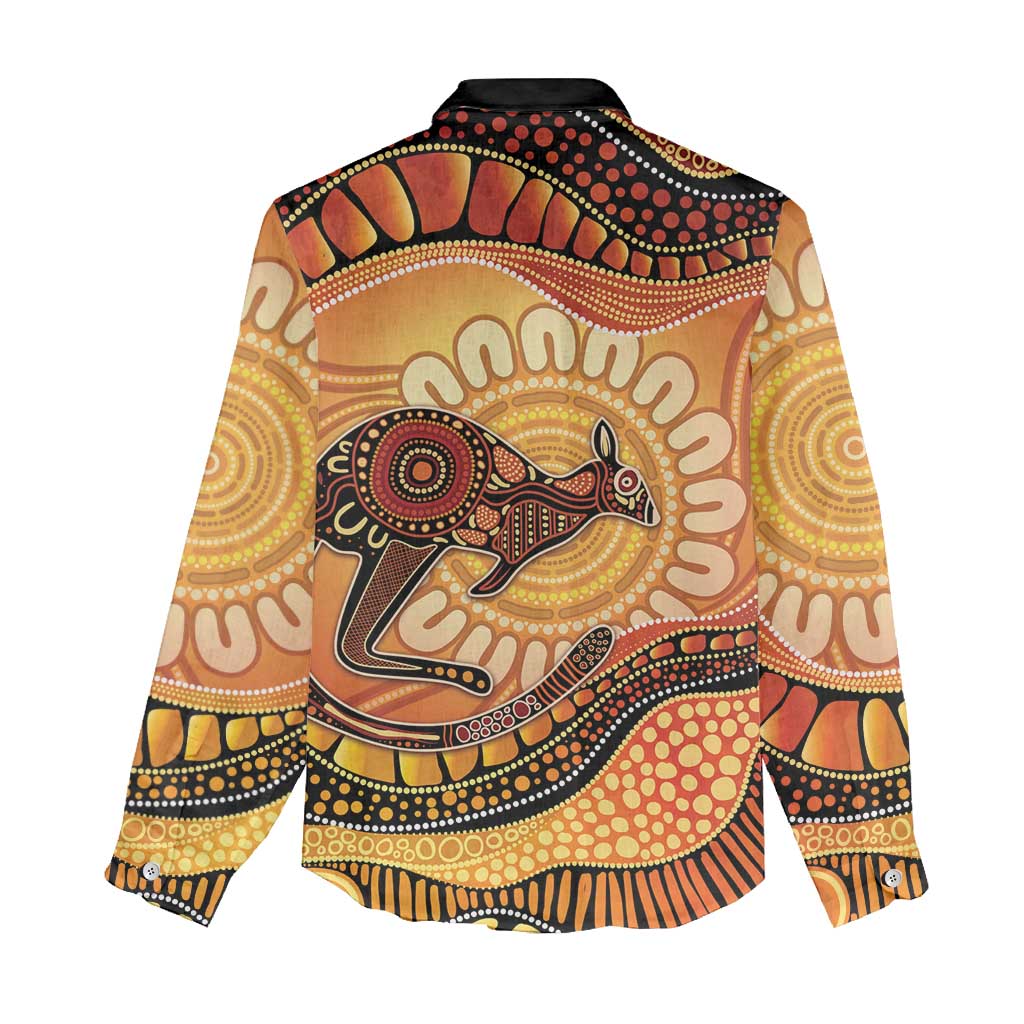 Indigenous Kangaroo Australia Women Casual Shirt Australian Aboriginal Art Proud